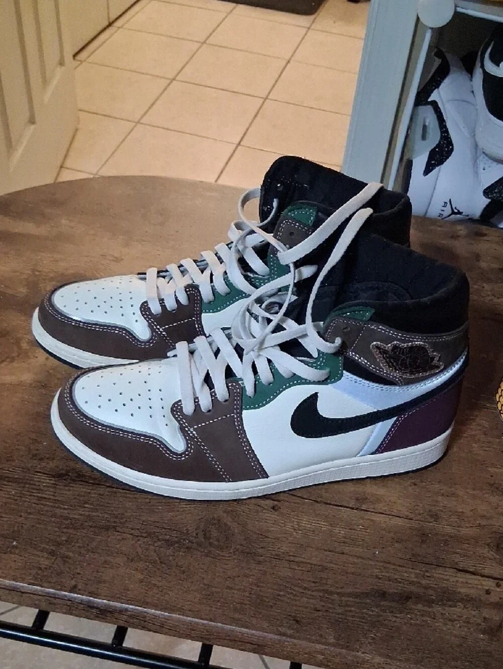 Jordan High-Top Sneakers - White / Brown / Black / Green / Purple